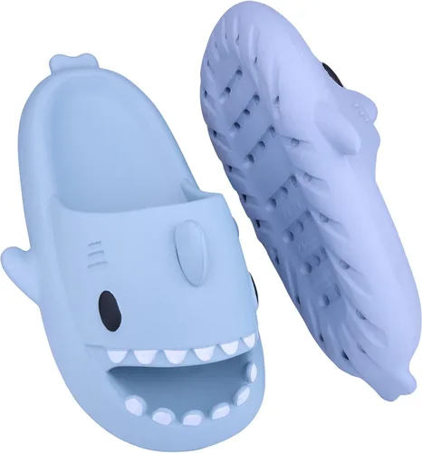 Vista 6 de ZICKYO Sandalias unisex con diseño de tiburón para mujer hombre diseño de tiburón de dibujos animados esponjosas informales para playa piscina ducha