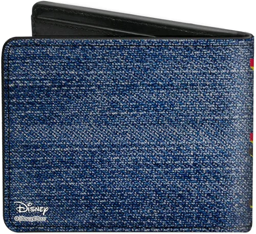 Vista 2 de Billetera Bifold PU Toy Story Woody Hey Howdy Denim Print Blues Amarillo Rojo Marrón
