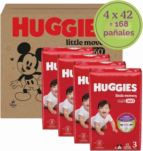 Vista 2 de Huggies Little Movers HuggFit 360 pañales talla 3, 168