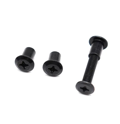 Vista 2 de Paquete de 10 tornillos de conexión Phillips M6 de 0.632 pulgadas, color negro, para muebles, camas y armarios