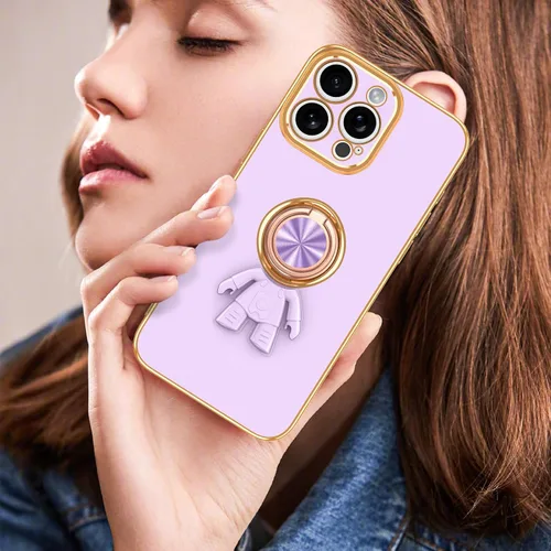 Vista 7 de LONTECT Funda para iPhone 15 Pro, a prueba de golpes, protección de cuerpo completo, soporte de anillo de astronautas, delgada, transparente