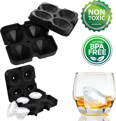 Vista 7 de Bahoki Essentials Moldes de hielo – Bandeja de silicona para cubitos de hielo con tapa – Llena y suelta para hacer hielo – Moldes multiusos