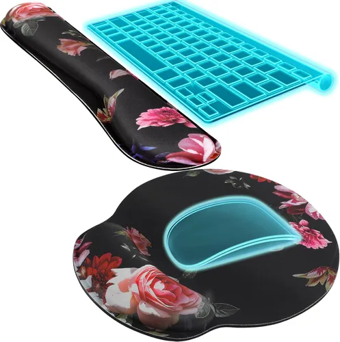 Vista 10 de KTRIO Reposamuñecas ergonómico para teclado y reposamuñecas para mouse, Negro