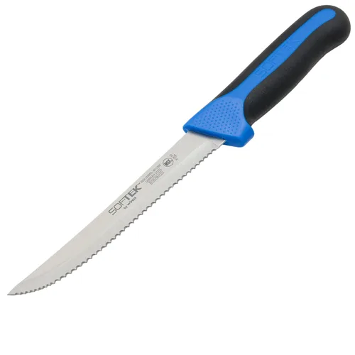 Vista 3 de Winco - Cuchillo dentado negro de 5 1/2 pulgadas, mango de agarre suave Plateado/Negro/Azul