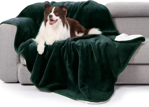 Vista 24 de gogobunny Manta de cama impermeable, manta reversible de forro polar Sherpa para perro, cachorro y gato, funda para muebles que protege la cama Beige