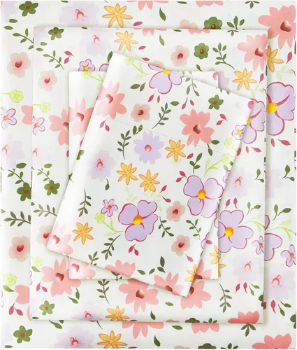 Vista 11 de Viviland Juego de sábanas tamaño individual con estampado de flores azules frescas de 3 piezas, sábanas de microfibra suave y transpirable