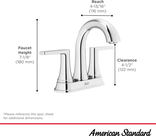 Vista 5 de American Standard 7429201.002 Becklow - Grifo de baño central de dos manijas de 4 pulgadas, 1.2 GPM, cromado