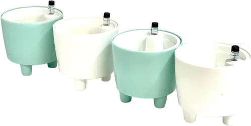 Vista 3 de Paquete de 4 mini macetas con indicador de nivel de agua para violetas africanas, plantas de interior pequeñas