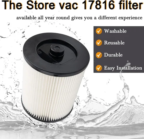 Vista 6 de 17816 Filtro para Craftsman Shop Vac, 9-17816 para 5/6/8/12/16 galones Snug 17816 replacement filter for compatible Craftsman wet dry vacs, easy