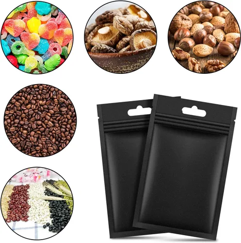 Vista 3 de 200 piezas de bolsas Mylar Zip Lock. Bolsas de papel de aluminio, plano metálico Mylar Foil plano, bolsas ZipLock de almacenamiento de alimentos.