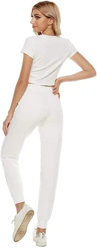Vista 2 de AvaCostume Pantalones deportivos de algodón elástico para mujer con bolsillos