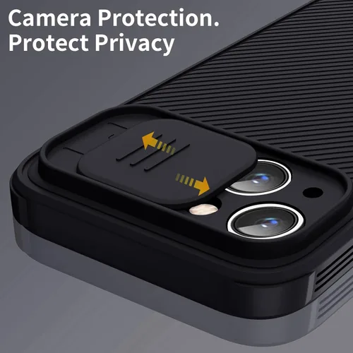 Vista 7 de Funda magnética para iPhone 13, funda protectora de cámara para iPhone 13 [compatible con carga MagSafe] con cubierta deslizante para lente, funda