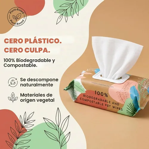 Vista 3 de Eco Wave - Toallitas de aseo para perros y gatos, sin perfume