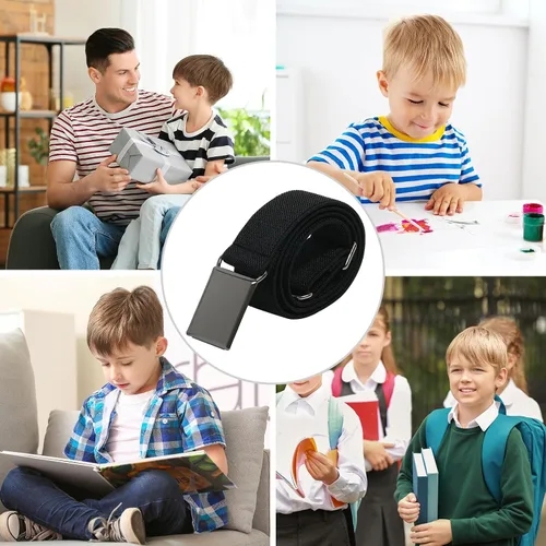 Vista 6 de WELROG Cinturón de hebilla ajustable para niños pequeños, cinturones elásticos con hebilla plateada para niñas y niños