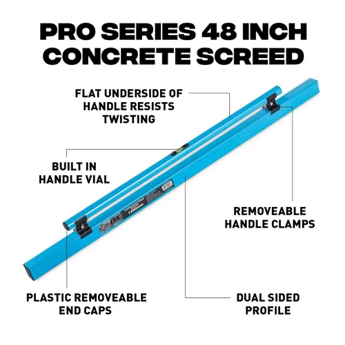 Vista 2 de OX TOOLS Serie Pro Nivel de concreto de 48 pulgadas con vial nivelador Aleación estructural resistente Mango ergonómico Ligero y reversible