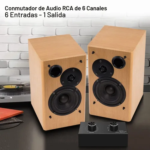 Vista 4 de Dingsun Conmutador de audio de 6 vías, interruptor de audio estéreo de canal derecho e izquierdo, Plug & Play, compatible con TV, reproductor