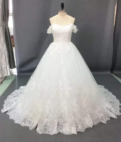 Vista 5 de XYAYE Verano playa una línea vestidos de novia para novia 2021 con mangas fuera del hombro vestido de novia con apliques XY013