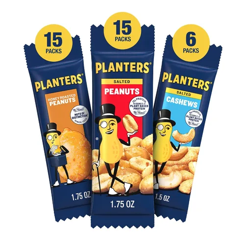 Vista 3 de Planters Paquete variado de anacardos y cacahuetes de frutos secos (36 unidades, 61.49 onzas en total) Cacahuetes salados, cacahuetes tostados