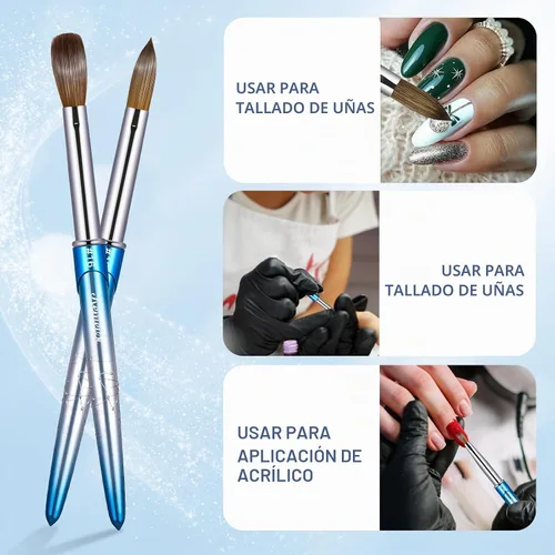 Vista 2 de Pincel para uñas acrílicas tamaño 16, pinceles de arte de uñas 100% puro Kolinsky de KEMEISI con mango resistente, forma ovalada, herramientas
