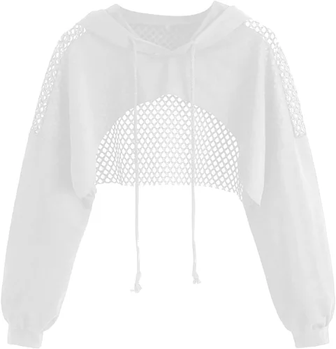 Vista 13 de SweatyRocks - Sudadera de manga larga, informal, corta, con diseño de abertura frontal, para mujer Negro sólido