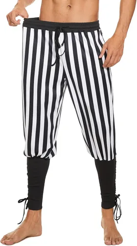 Vista 5 de Pantalones al tobillo para hombre, tipo medieval, vikingos, traje de navegante o pirata, pantalones renacentistas, góticos
