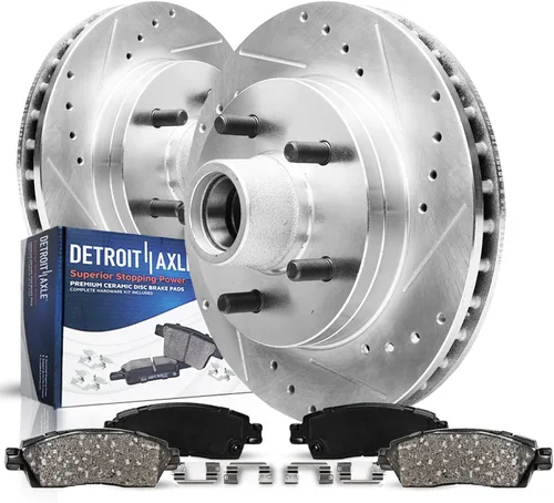 Vista 18 de Detroit Axle - Rotores de freno perforados traseros + repuesto de pinza de freno de disco trasera izquierda para Acura TL Honda Element - Juego de 3