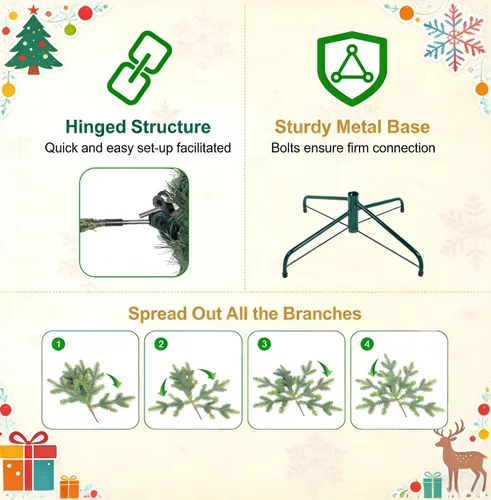 Vista 7 de Árbol de Navidad artificial preiluminado de 5 pies, color verde, para espacios pequeños, hogar, oficina, decoración de vacaciones Lápiz