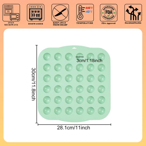 Vista 2 de QELEG Moldes de silicona para bolas de chocolate, paquete de 2 moldes antiadherentes para dulces, tamaño de mordida, media esfera, mousse, molde