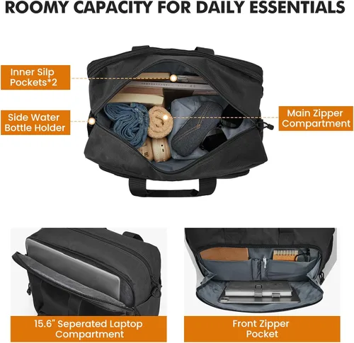 Vista 5 de S-ZONE Bolsa de mensajero táctica para hombre, bolsa de trabajo para Negro
