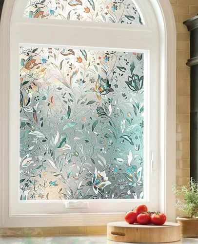 Vista 8 de Shackcom - 2 rollos de película de privacidad para ventana, diseño de tulipanes de 17.5 x 78.7 pulgadas, calcomanías decorativas 3D para ventana