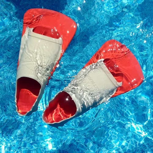 Vista 4 de Flow - Aletas de goma de hoja corta para natación y entrenamiento de regazo, tallas juveniles para niños, hombres jóvenes y mujeres
