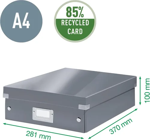 Vista 3 de Leitz Caja de almacenamiento A5, gama Click and Store 60430001 - Pequeña caja organizadora negra A4 Negro