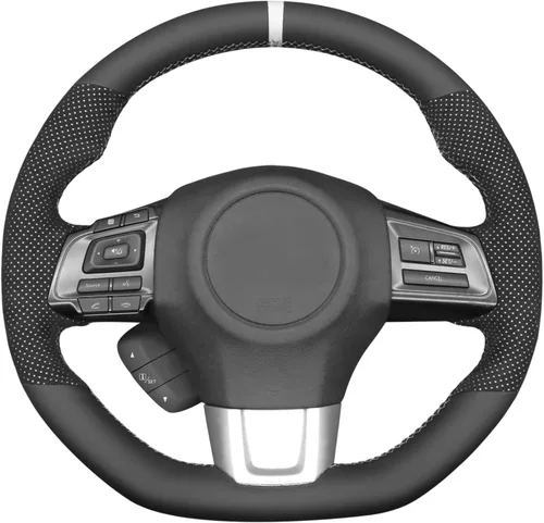 Vista 11 de MEWANT Funda de volante de automóvil transpirable cosida a mano para Subaru WRX 2015-2021 / WRX STI 2015-2021, accesorios para volante Subaru WRX