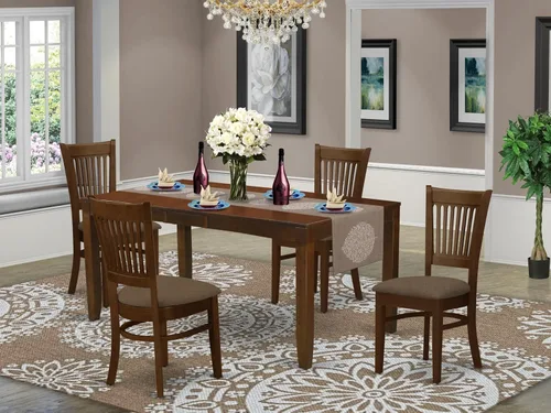 Vista 2 de East West Furniture LYVA5-ESP-C - Juego de mesa de cocina de 5 piezas para 4 personas, incluye una mesa de comedor rectangular con hojas de mariposa