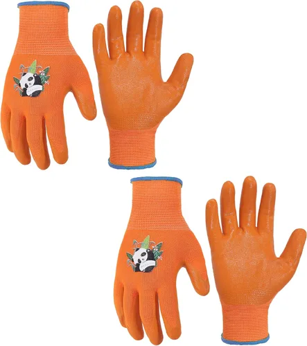 Vista 17 de HANDLANDY 3 pares de guantes de jardinería para niños sin látex, guantes de jardín para niños y niñas con revestimiento de nitrilo para niñas y Verde