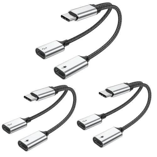 Vista 10 de MOGOOD Cable divisor USB C de 60 W, 2 en 1 USB-C macho a doble USB-C hembra, carga mientras usas auriculares, SSD, DAC o controlador, para Steam