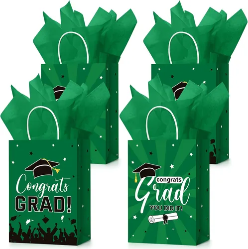 Vista 14 de Colarr 24 bolsas de regalo de graduación a granel con papel de seda clase de 2026, bolsas de regalo de fiesta de graduación con asas para escuela