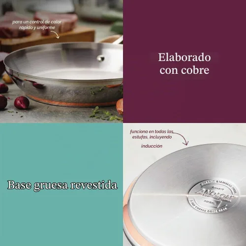 Vista 5 de Anolon Nouvelle - Juego de ollas y sartenes de acero inoxidable, 10 piezas Stainless Steel Cookware Set with Lids, Oven Safe to 500°F, Durable