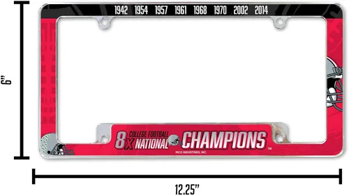 Vista 6 de Rico Industries Marco cromado de la NCAA de 12 x 6 pulgadas, marco cromado para placa de automóvil, camión, SUV Multi campeón