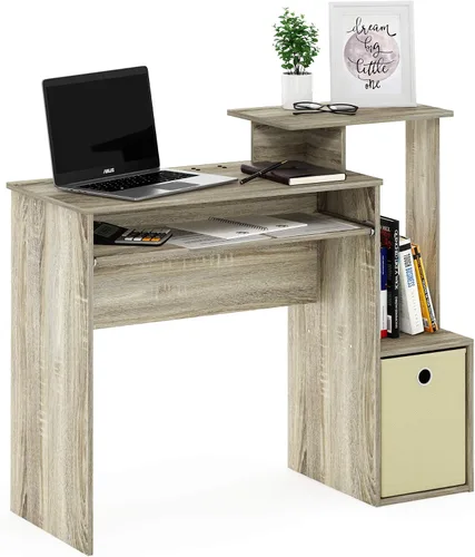 Vista 12 de Furinno Econ Escritorio para Ordenador de Oficina, Pino Ámbar/Negro