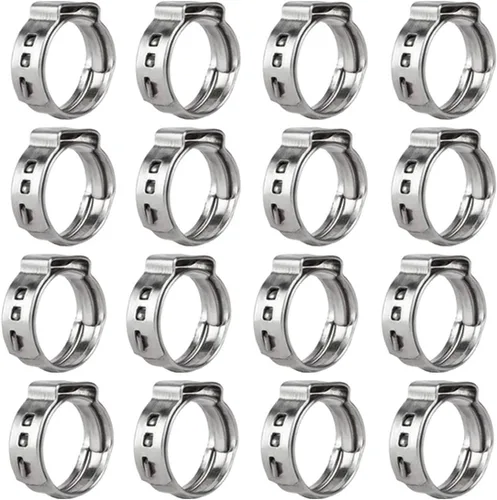 Vista 6 de 40 piezas de abrazaderas de manguera de una oreja de 5,8 mm-7 mm, abrazaderas PEX de cincha de acero inoxidable 304, anillos de crimpado de cincha