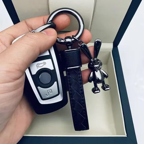 Vista 5 de Llavero del coche de cuero genuino,Accesorios universales de la cadena del metal de servicio pesado,Llavero del llavero del coche