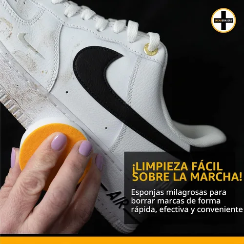 Vista 5 de SneakERASERS Limpiador instantáneo de zapatos esponja prehumedecida, paquete de 3