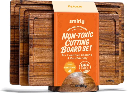Vista 11 de SMIRLY Juego de tablas de cortar de bambú, tabla de cortar y tablas de cortar de madera para cocina, tabla de cortar de madera pequeña y bloque
