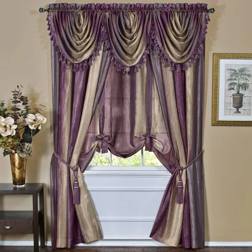 Vista 9 de PowerSellerUSA Designer Home - Paneles de cortina semitransparentes a rayas multicolor (beige, bufanda de 50 x 144 pulgadas)
