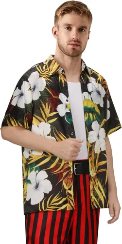 Vista 2 de FOGHORN Adult Men Ace Ventura Costume Outfit Classic Movie Shirt Vest Striped Pants Belt Halloween Cosplay Full Set
