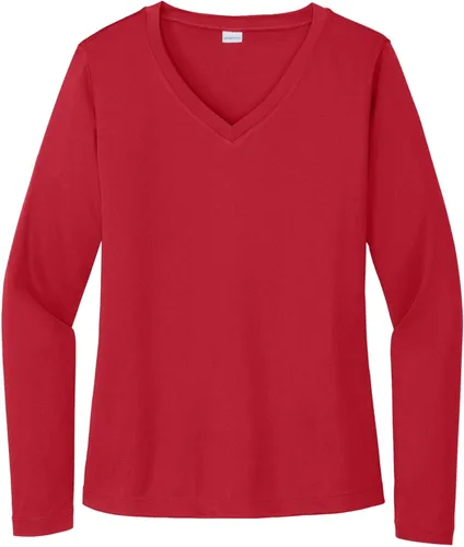 Vista 18 de Sport-Tek señoras cuello en V playera > orquídea rosa Azul atómico