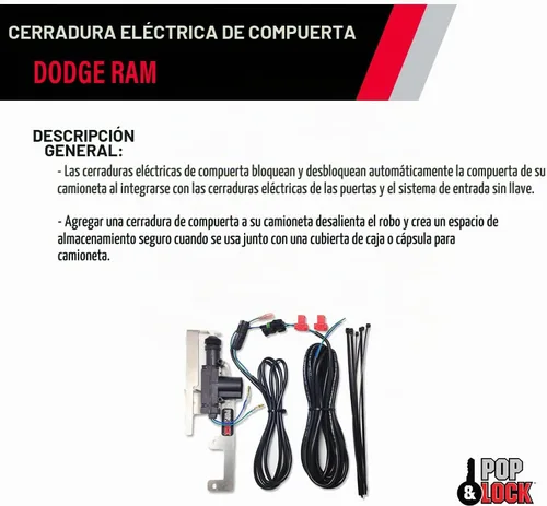 Vista 4 de Pop & Lock PL8340 Cerradura de portón trasero eléctrico para modelos Dodge Ram 1500, 2500 y 3500