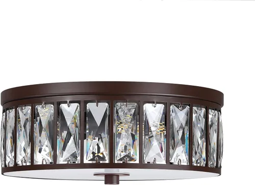 Vista 13 de Lámpara de techo de tambor de cristal cromada de 12 pulgadas, montaje semiempotrado, accesorio de granja para sala de estar, comedor, dormitorio