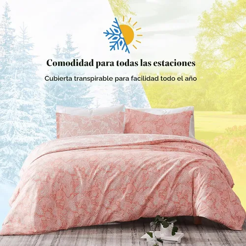 Vista 9 de Juego de edredón de gran tamaño King con 2 fundas de almohada, perfecto 13 - Paisley Coral Haze